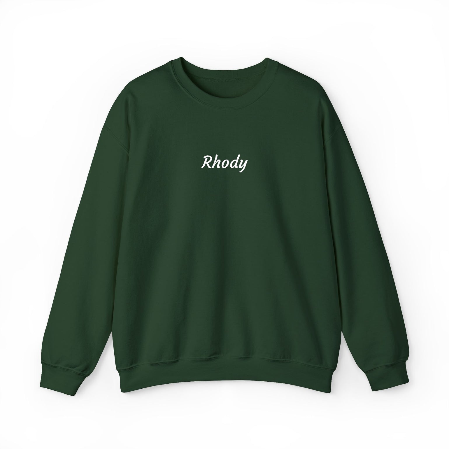 Rhody Embroidered Crewneck, Rhode Island Sweatshirt in Forest Green, BlockBoundRI