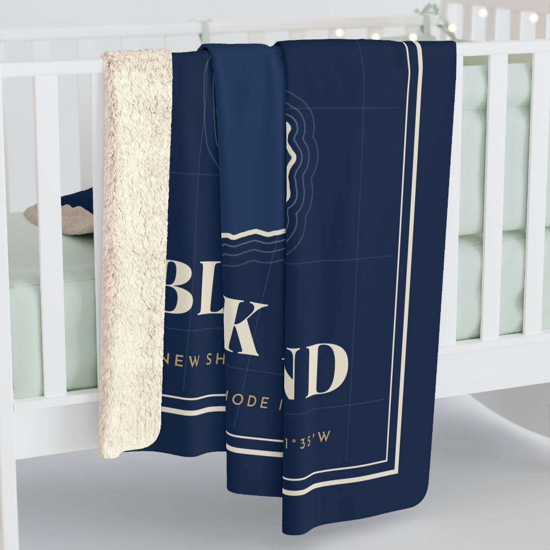 Block Island navy sherpa map blanket - view 9 - BlockBoundRI