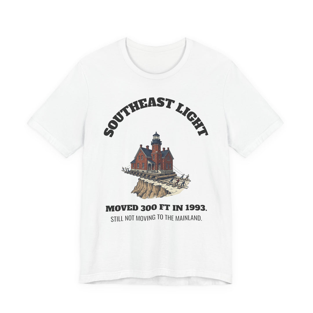 Southeast Light Lighthouse T-Shirt, Block Island in White, BlockBoundRI