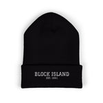 Block Island Embroidered Cuffed Beanie in Black, BlockBoundRI