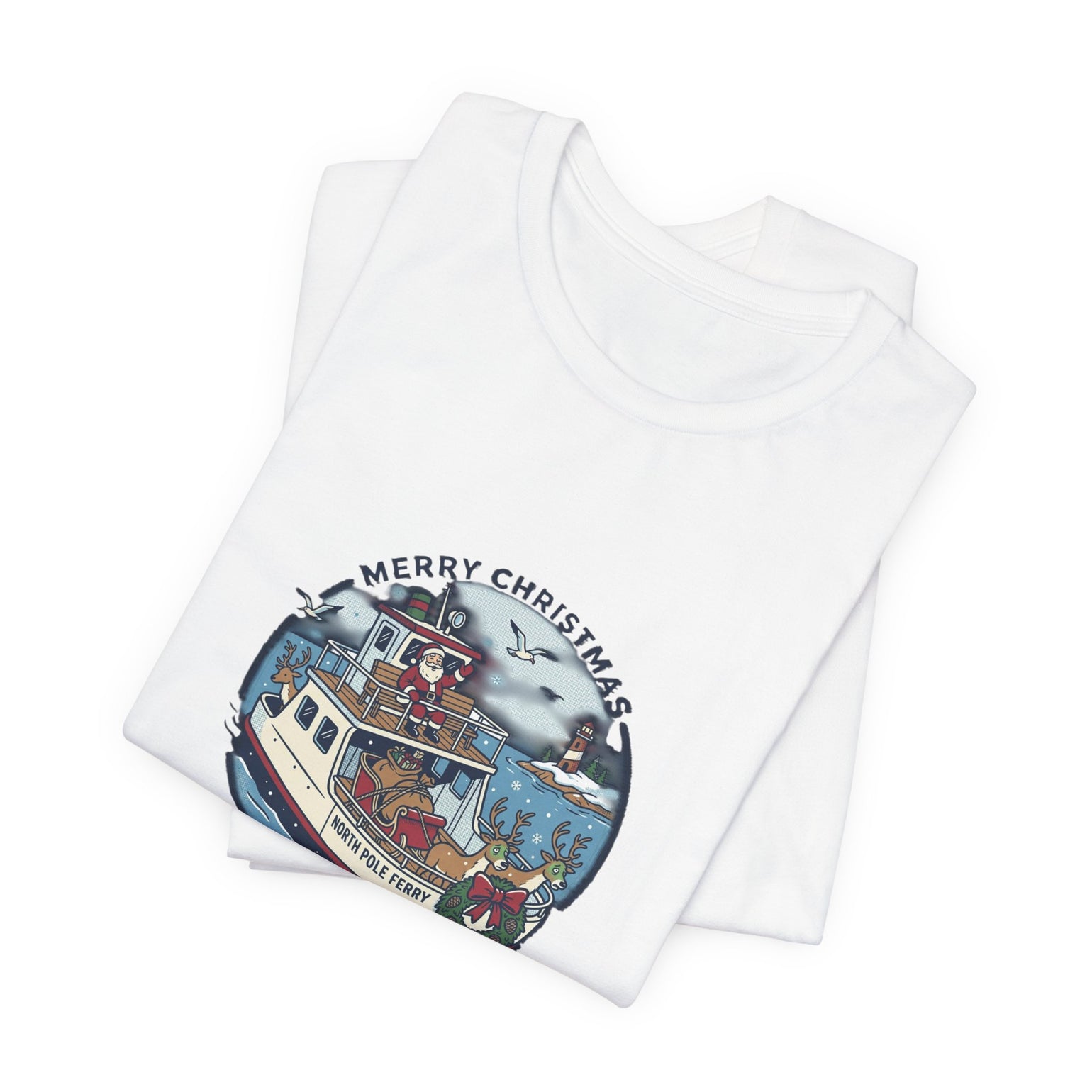 Santa Takes the Ferry Block Island Christmas T-Shirt by BlockBoundRI, photo 7