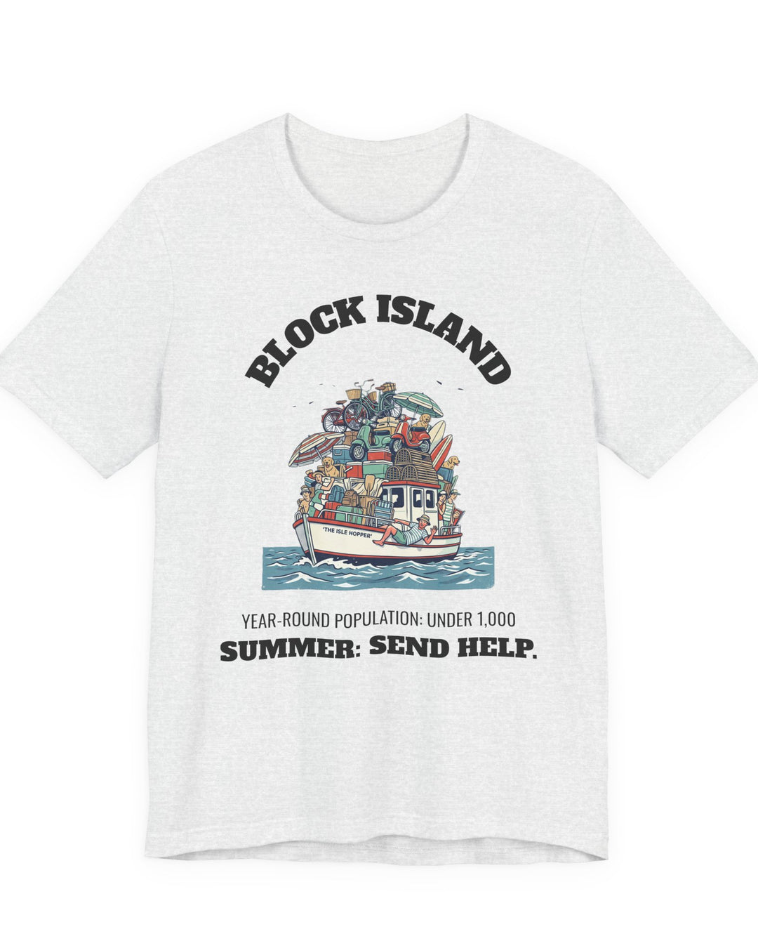 Block Island Summer Population T-Shirt in Ash, BlockBoundRI