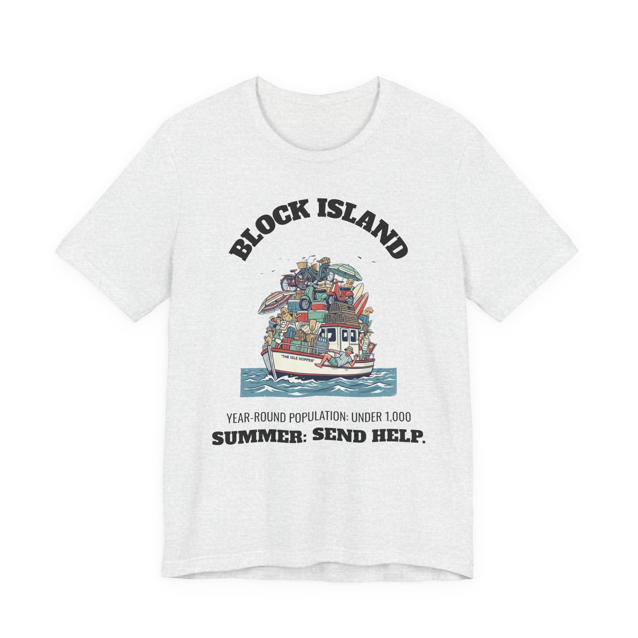 Block Island Summer Population T-Shirt in Ash, BlockBoundRI