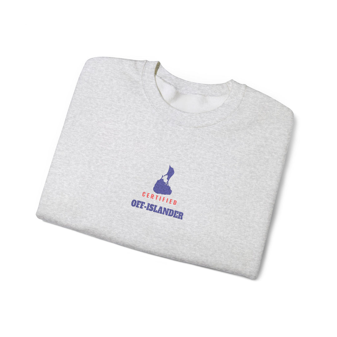Certified Off-Islander embroidered Block Island crewneck sweatshirt, additional view - BlockBoundRI