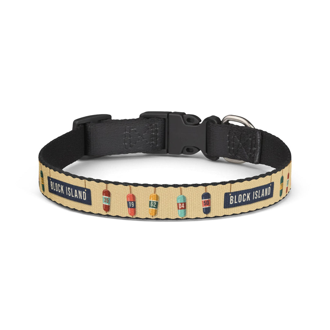 Lobster Buoys Dog Collar — Block Island Hand-Painted Buoy Printed Clip-On Collar