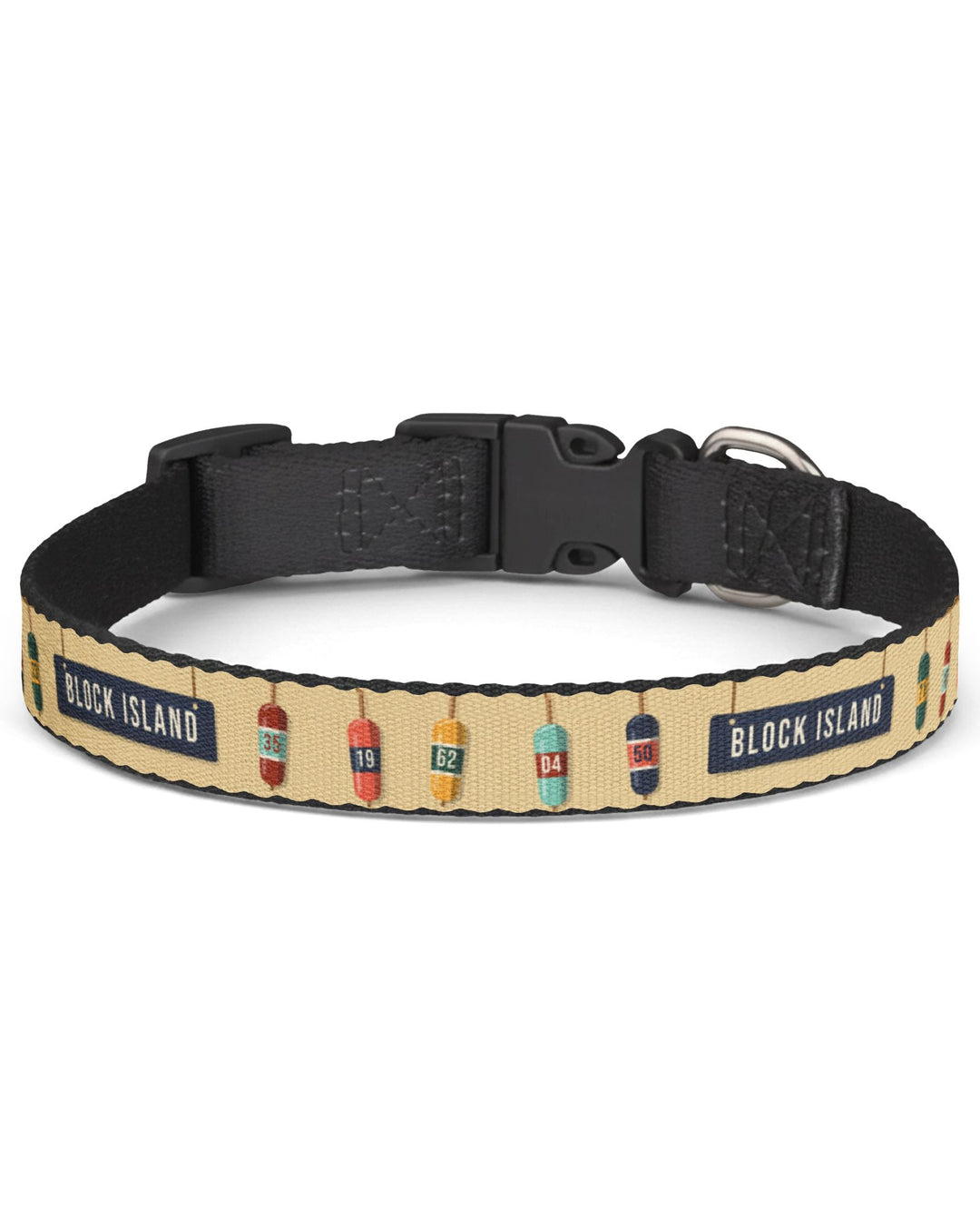 Lobster Buoys Dog Collar — Block Island Hand-Painted Buoy Printed Clip-On Collar