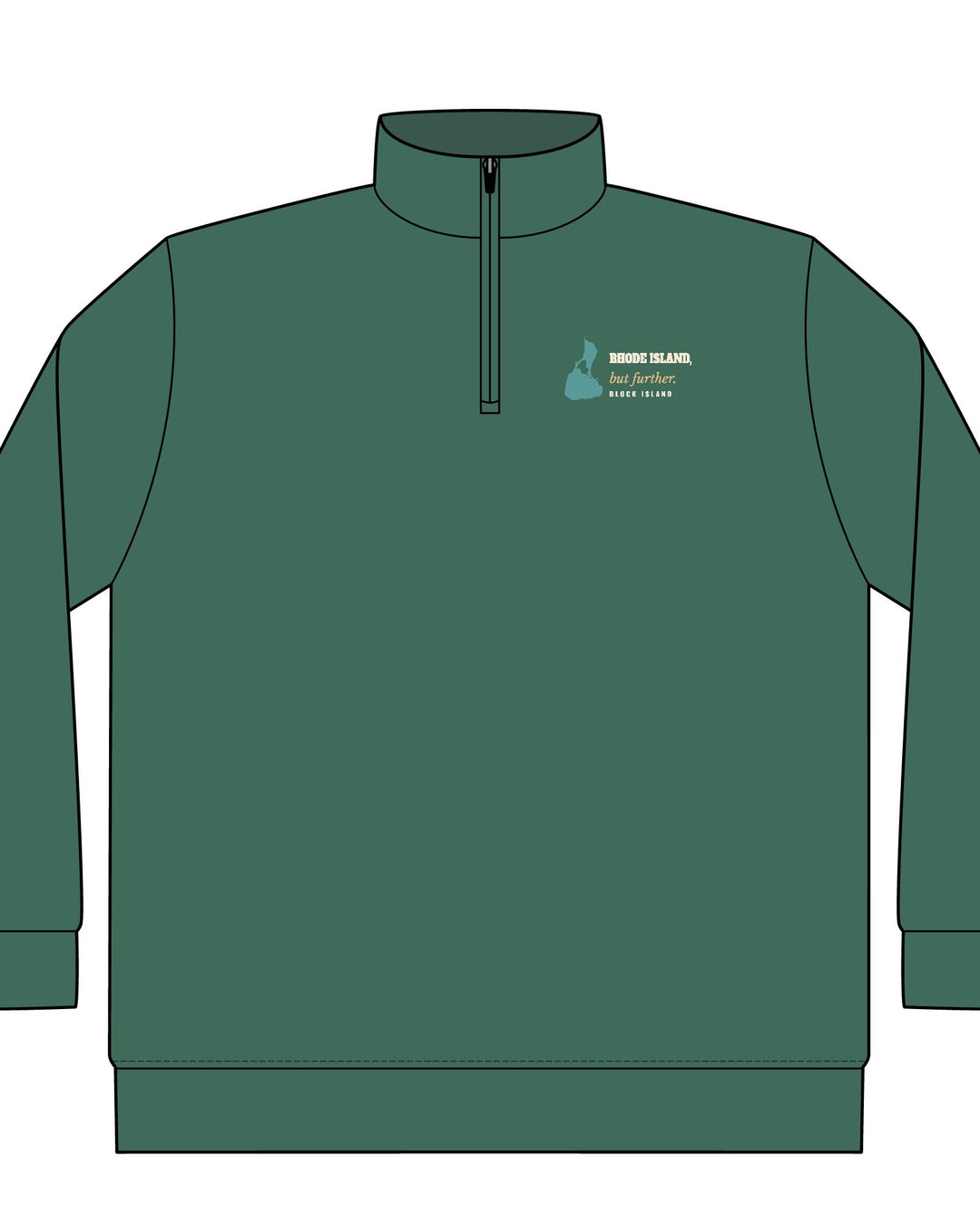 Rhode Island, But Further Block Island quarter-zip pullover in Alpine Green - BlockBoundRI