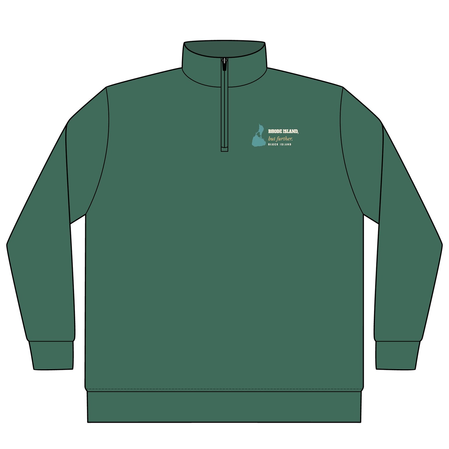 Rhode Island, But Further Block Island quarter-zip pullover in Alpine Green - BlockBoundRI