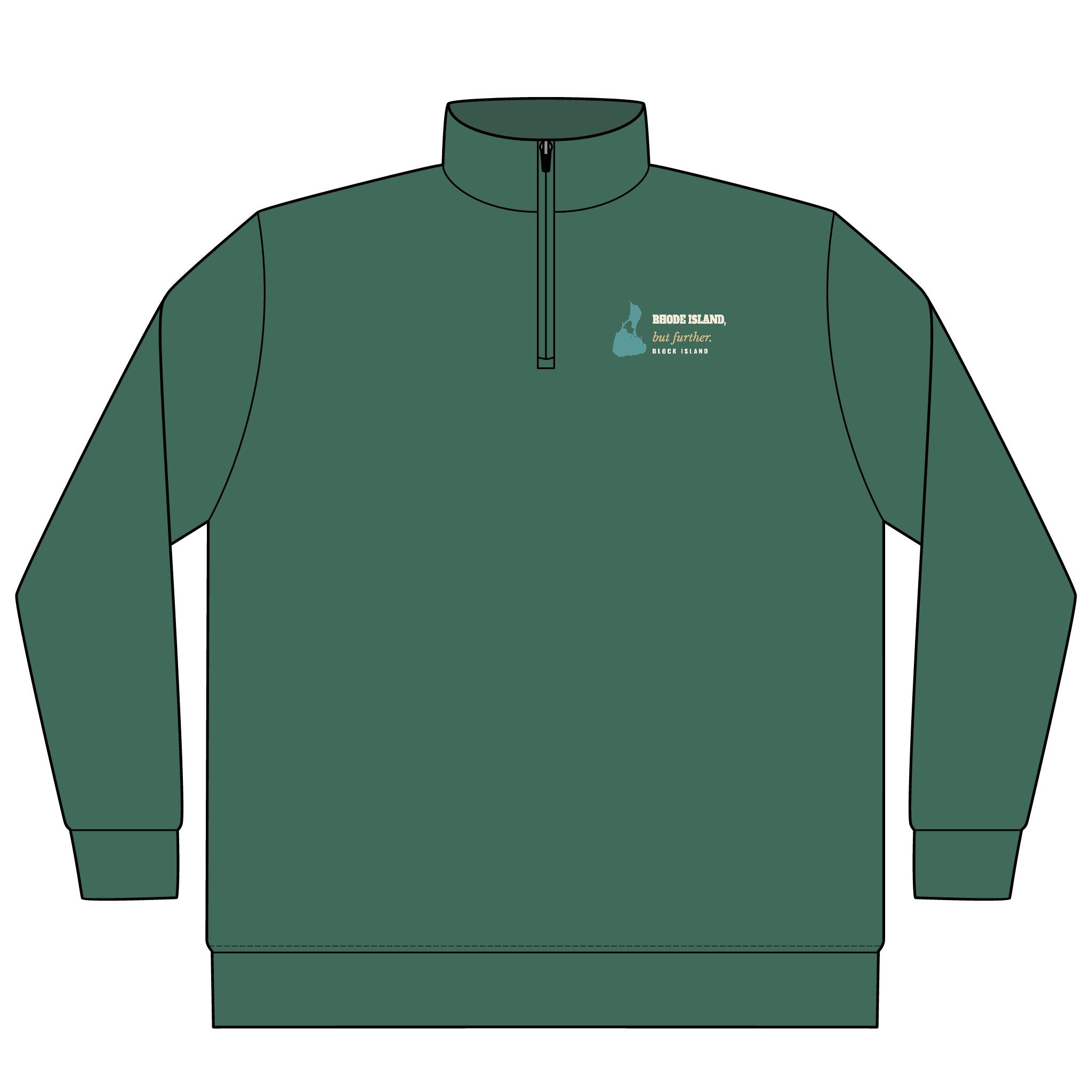 Rhode Island, But Further Block Island quarter-zip pullover in Alpine Green - BlockBoundRI