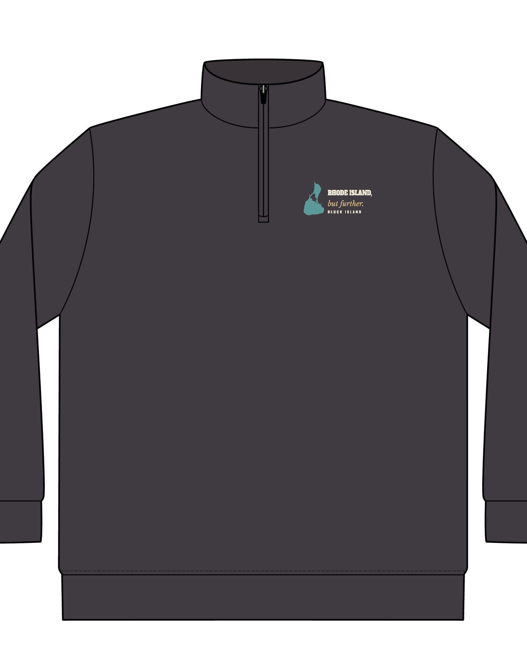 Rhode Island, But Further Block Island quarter-zip pullover in Asphalt - BlockBoundRI