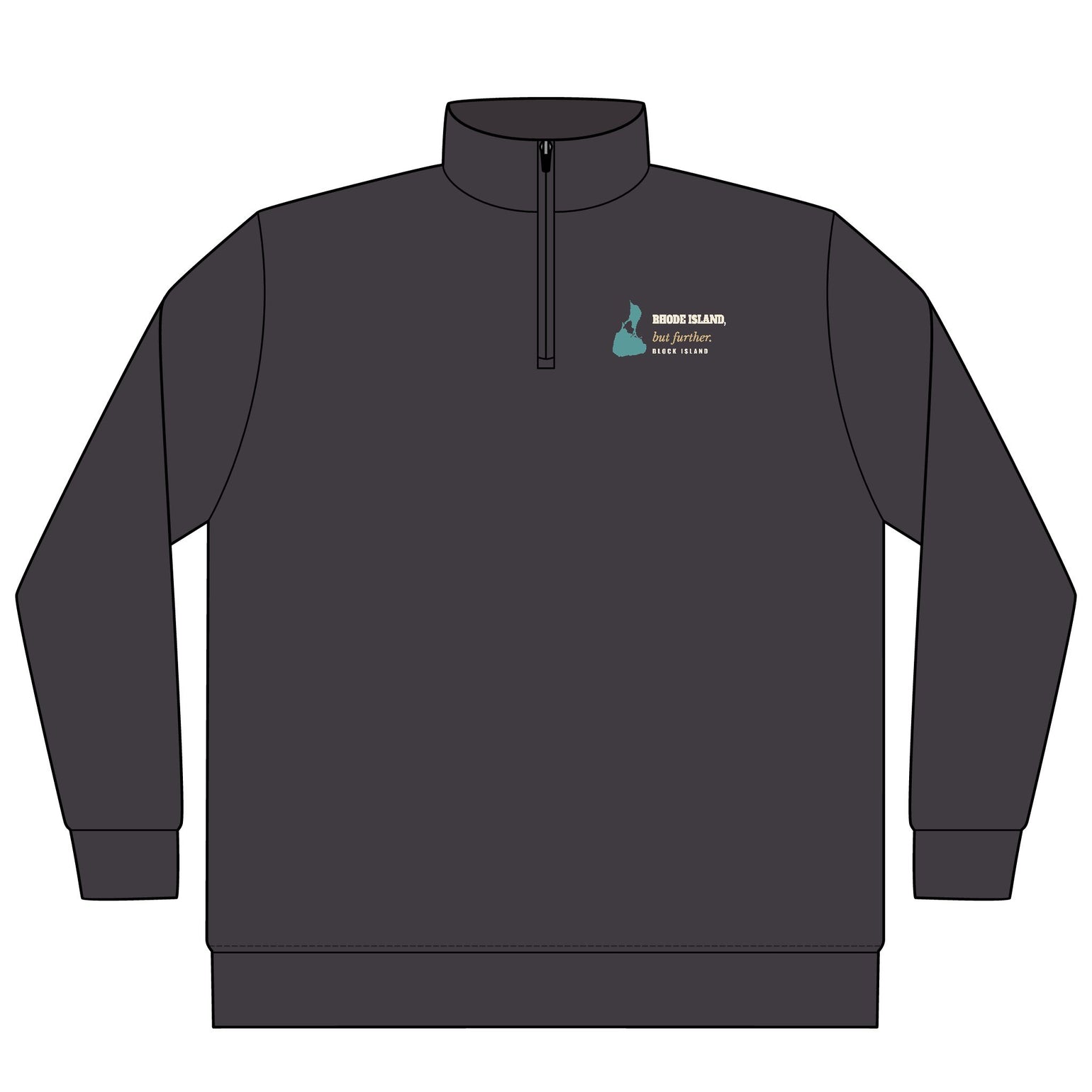 Rhode Island, But Further Block Island quarter-zip pullover in Asphalt - BlockBoundRI