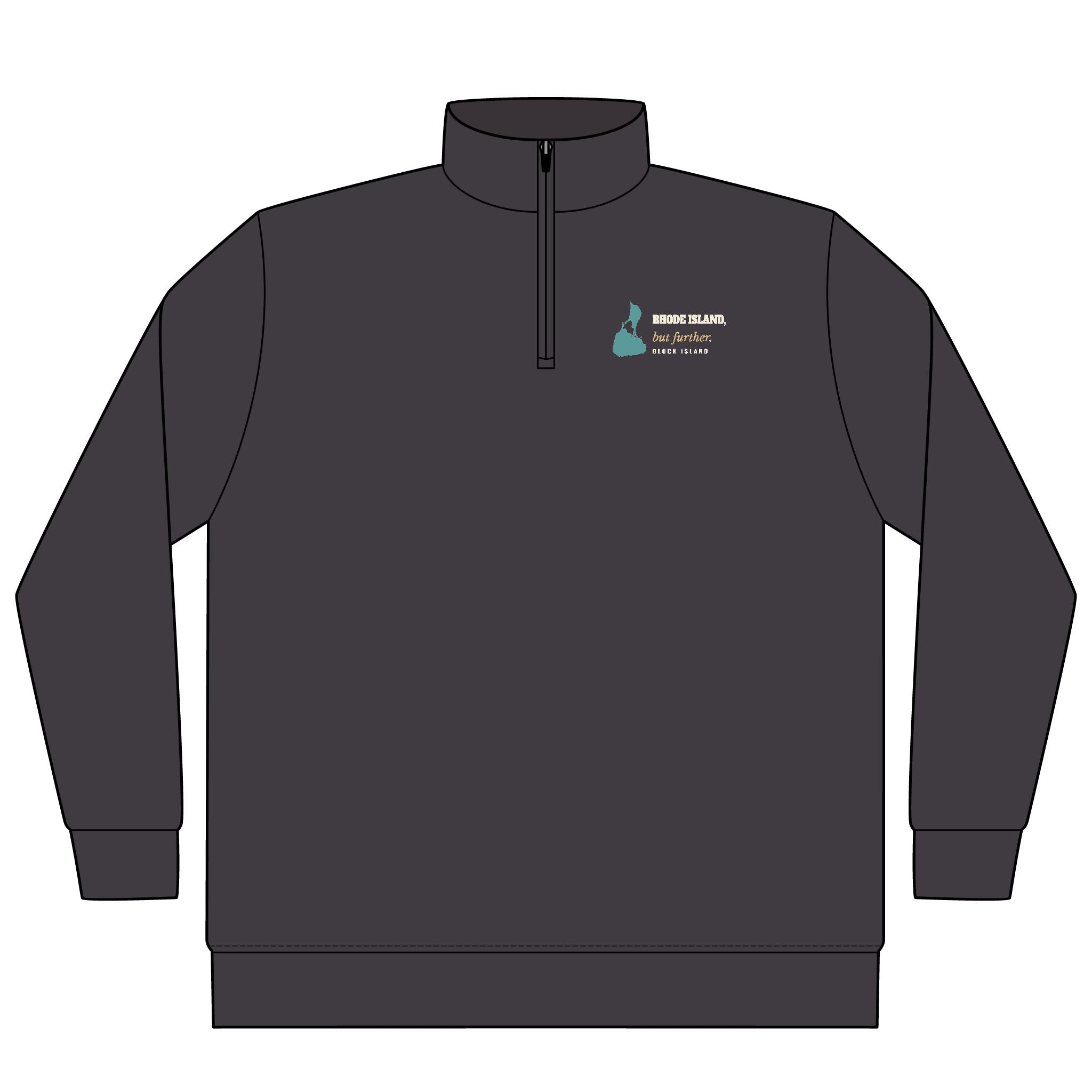 Rhode Island, But Further Block Island quarter-zip pullover in Asphalt - BlockBoundRI