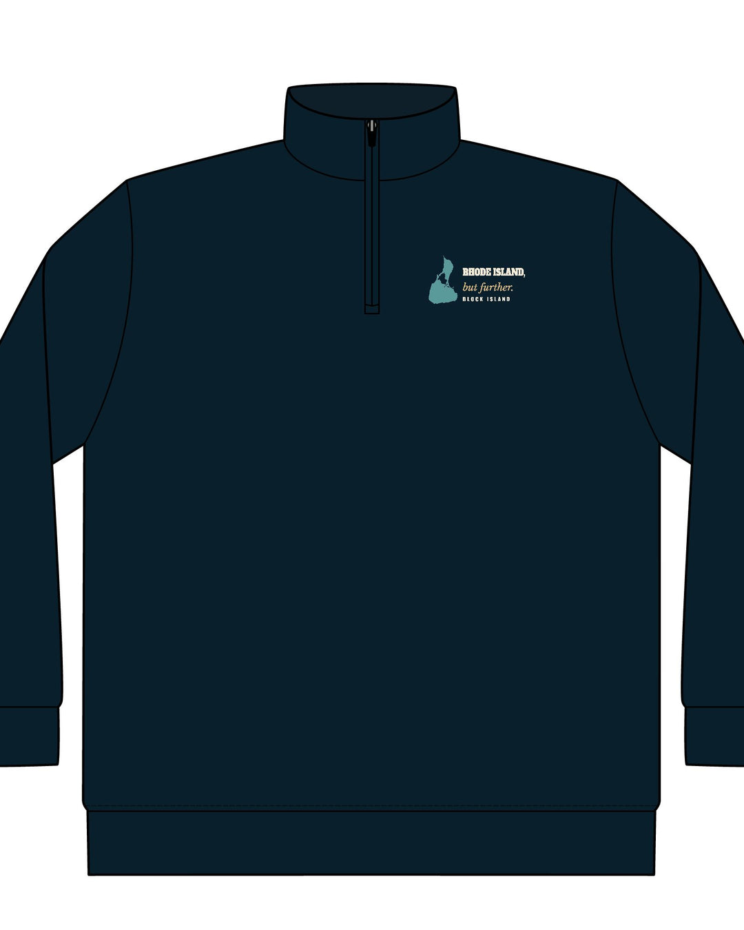 Rhode Island, But Further Block Island quarter-zip pullover in Classic Navy - BlockBoundRI