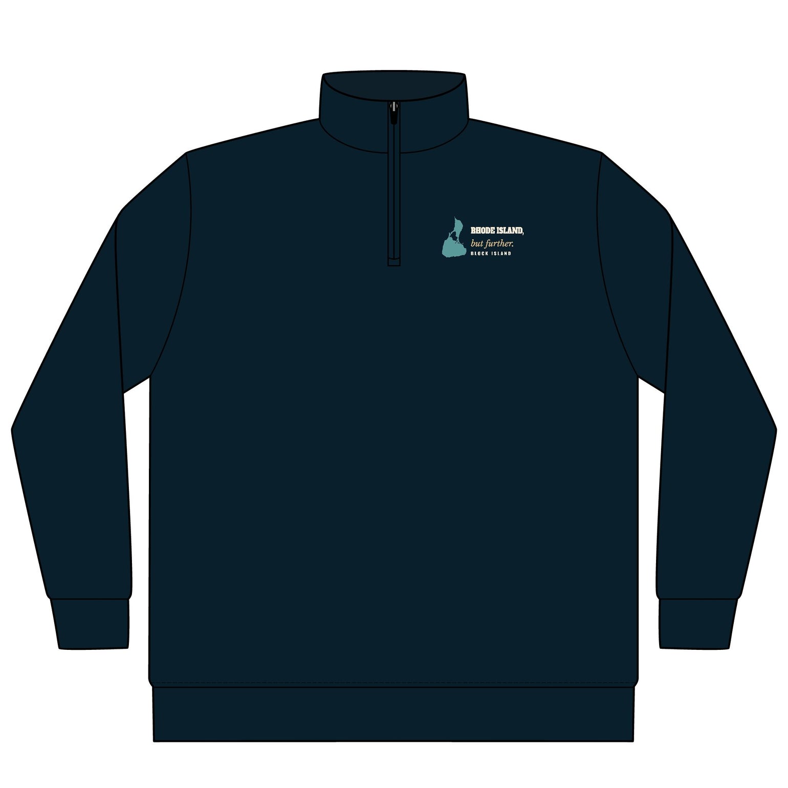 Rhode Island, But Further Block Island quarter-zip pullover in Classic Navy - BlockBoundRI