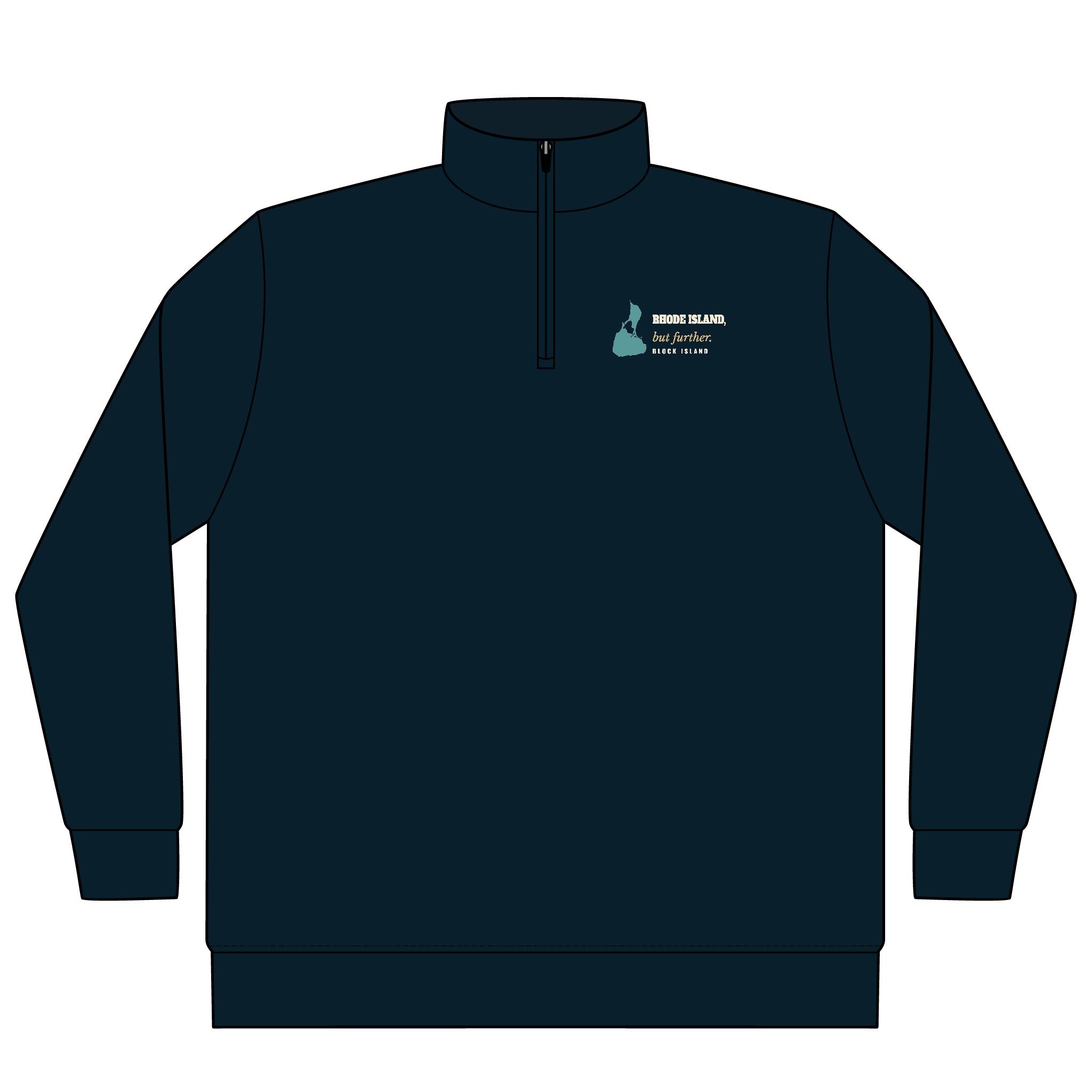 Rhode Island, But Further Block Island quarter-zip pullover in Classic Navy - BlockBoundRI