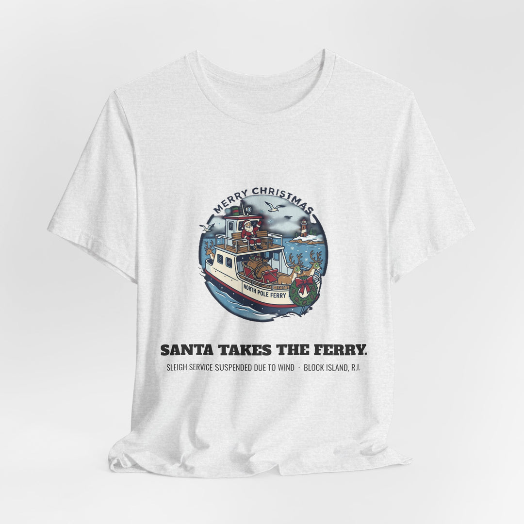Santa Takes the Ferry Block Island Christmas T-Shirt by BlockBoundRI, photo 11