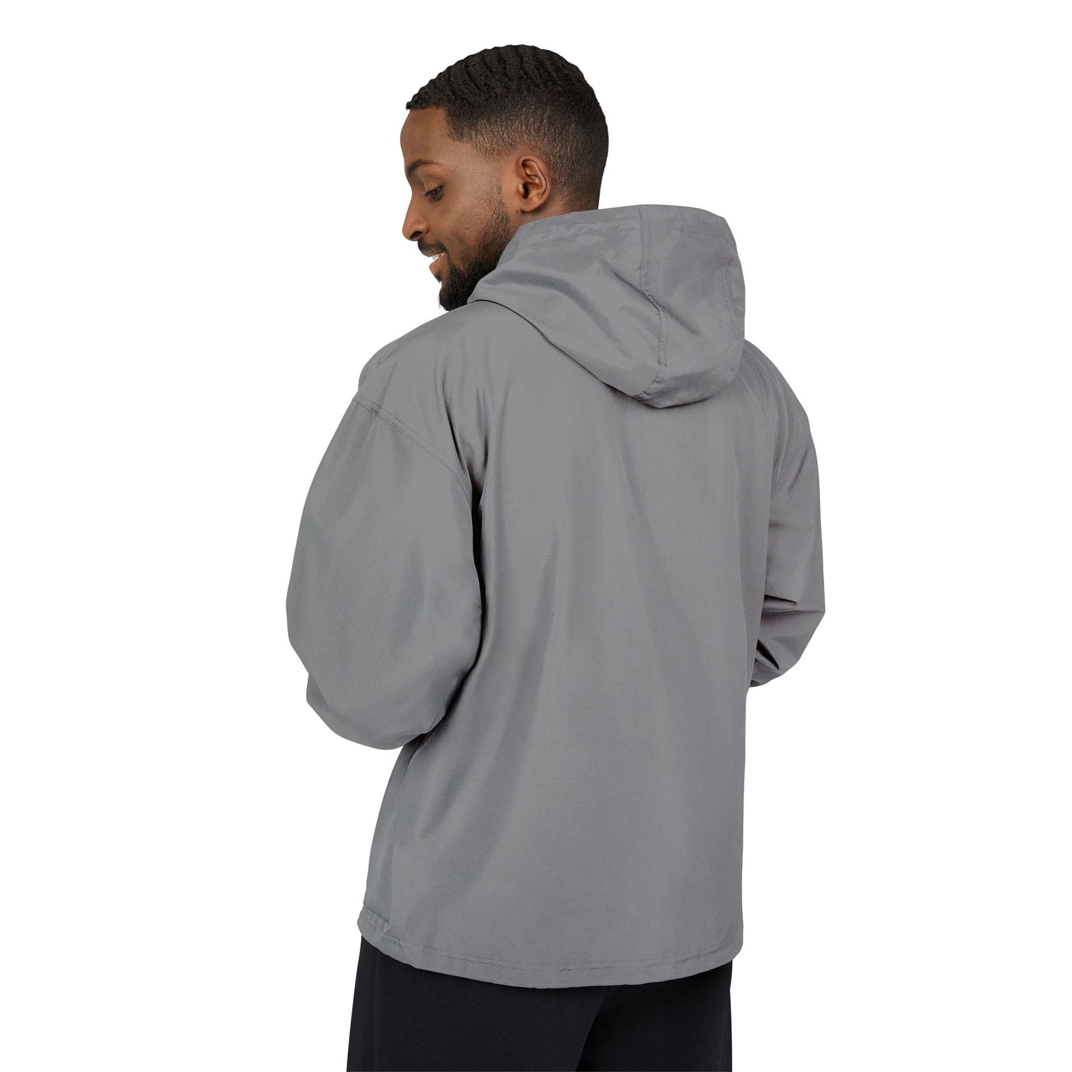 Champion packable anorak with embroidered Mohegan Bluffs cliff and surf mark on the left chest — view 7
