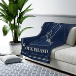 Block Island navy sherpa map blanket - view 5 - BlockBoundRI