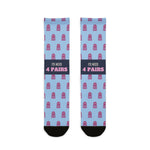 BlockBoundRI I'd Need 4 Pairs octopus socks, light blue with pink octopuses and navy band, flat lay