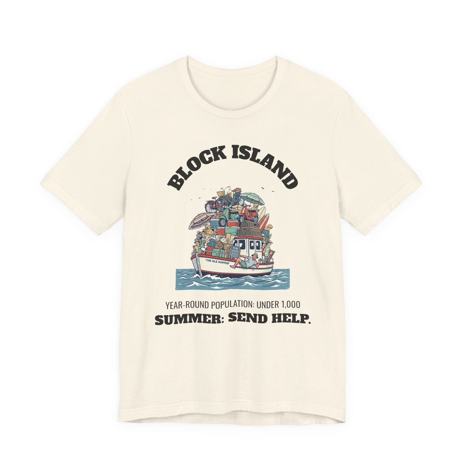 Block Island Summer Population T-Shirt in Natural, BlockBoundRI