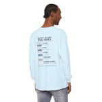 Block Island Fog Index long sleeve: five fog levels from Clear to Island Classic with ferry illustrations — view 25