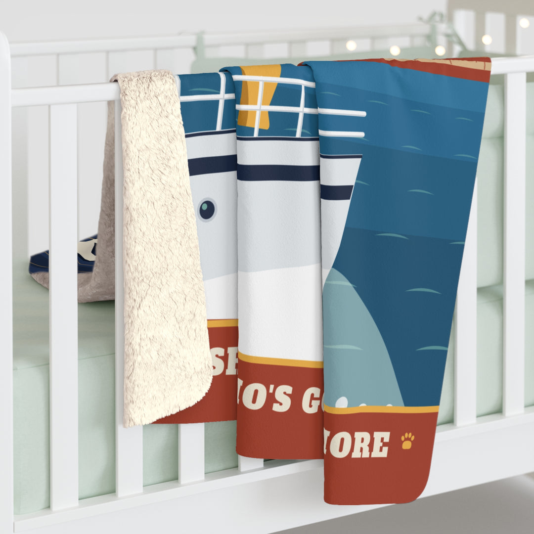 Dogs of Block Island Sherpa Blanket — 1930s Travel Poster Fleece Throw