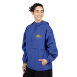 Champion packable anorak with embroidered Mohegan Bluffs cliff and surf mark on the left chest — view 12