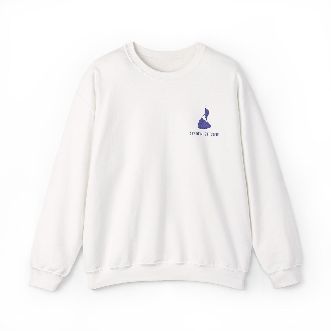 Block Island coordinates embroidered crewneck - view 1 - BlockBoundRI