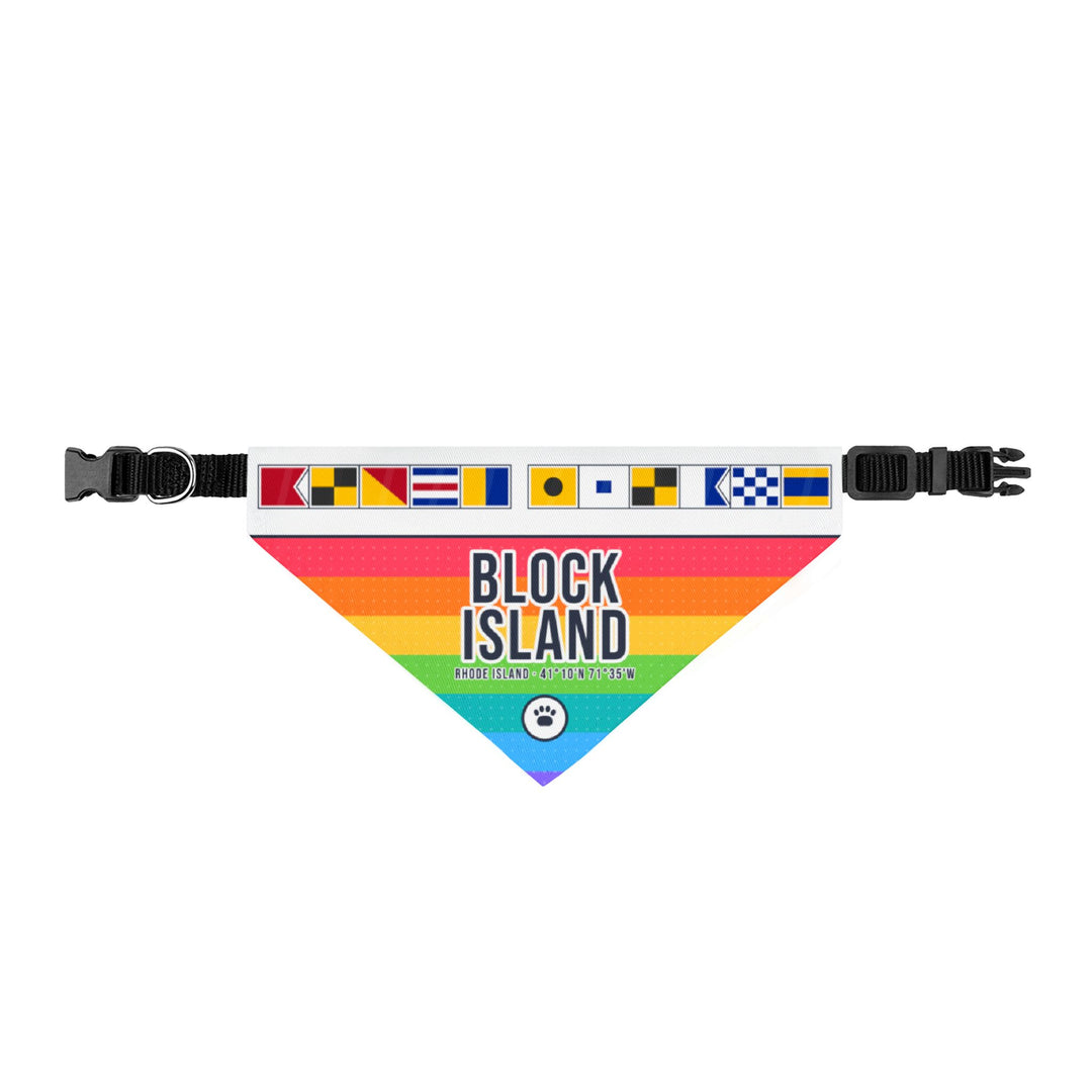 Block Island Signal Flags Clip-On Dog Bandana with Adjustable Collar — Rainbow Nautical Flags