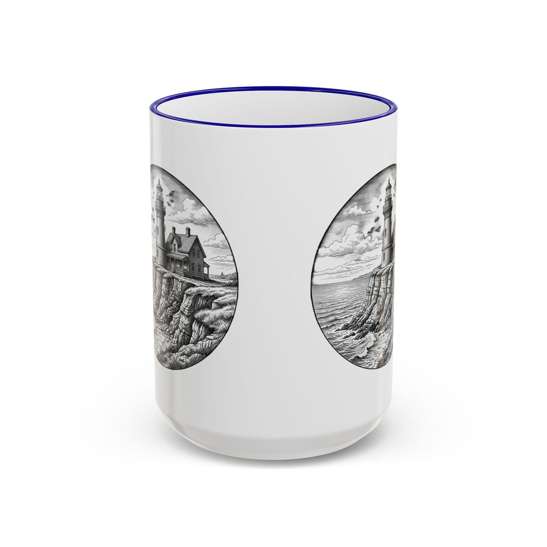 Southeast Light Mug, Block Island Lighthouse in Blue, BlockBoundRI