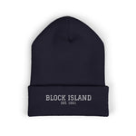 Block Island Embroidered Cuffed Beanie in Navy, BlockBoundRI