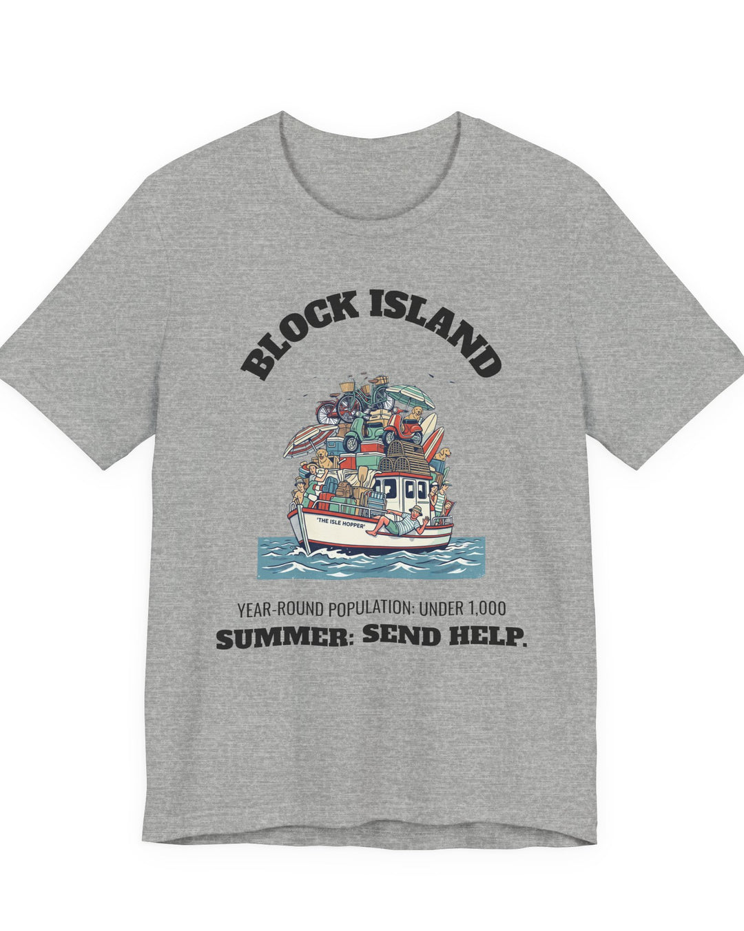 Block Island Summer Population T-Shirt in Athletic Heather, BlockBoundRI