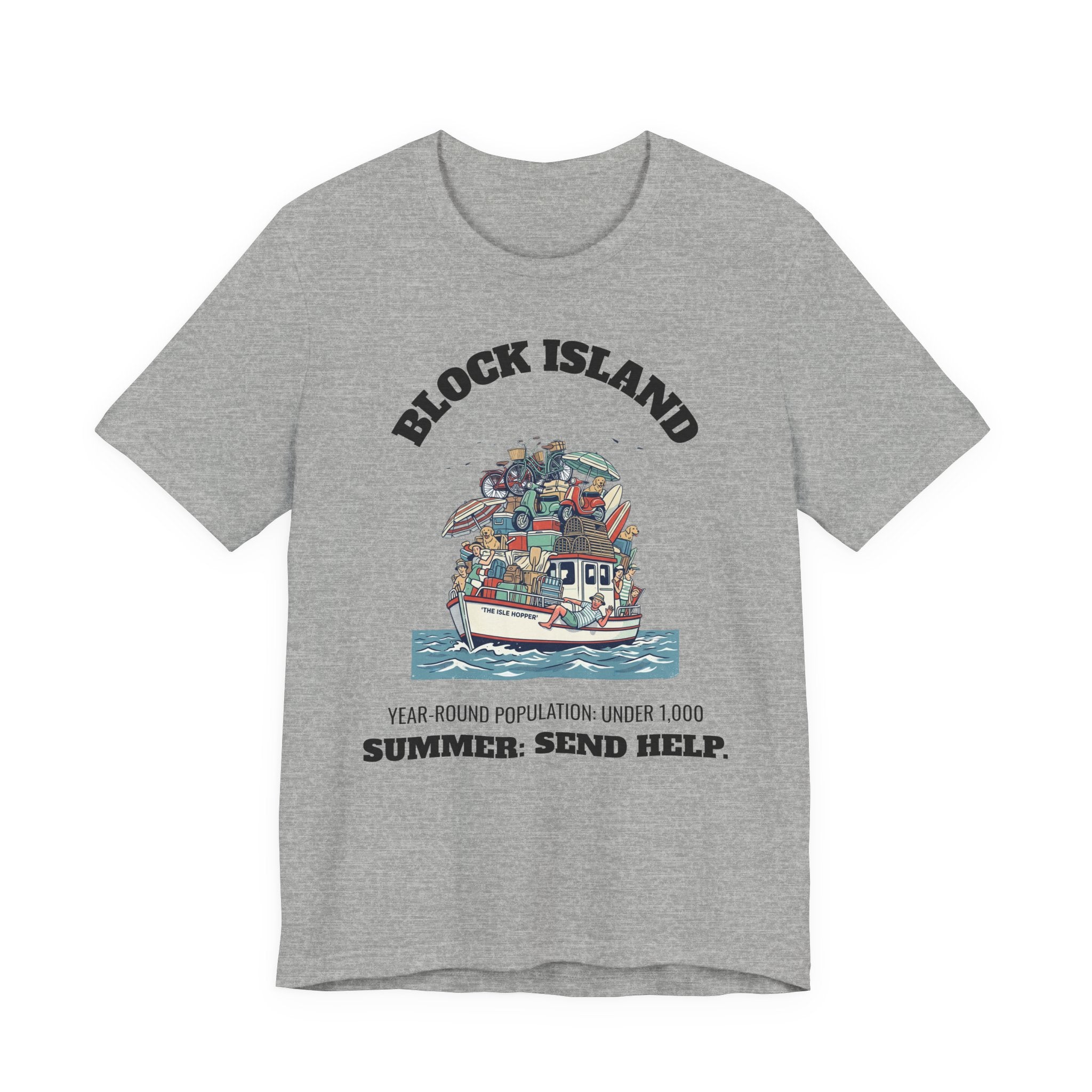 Block Island Summer Population T-Shirt in Athletic Heather, BlockBoundRI