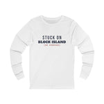 Stuck on Block Island (On Purpose) long sleeve tee in White - BlockBoundRI
