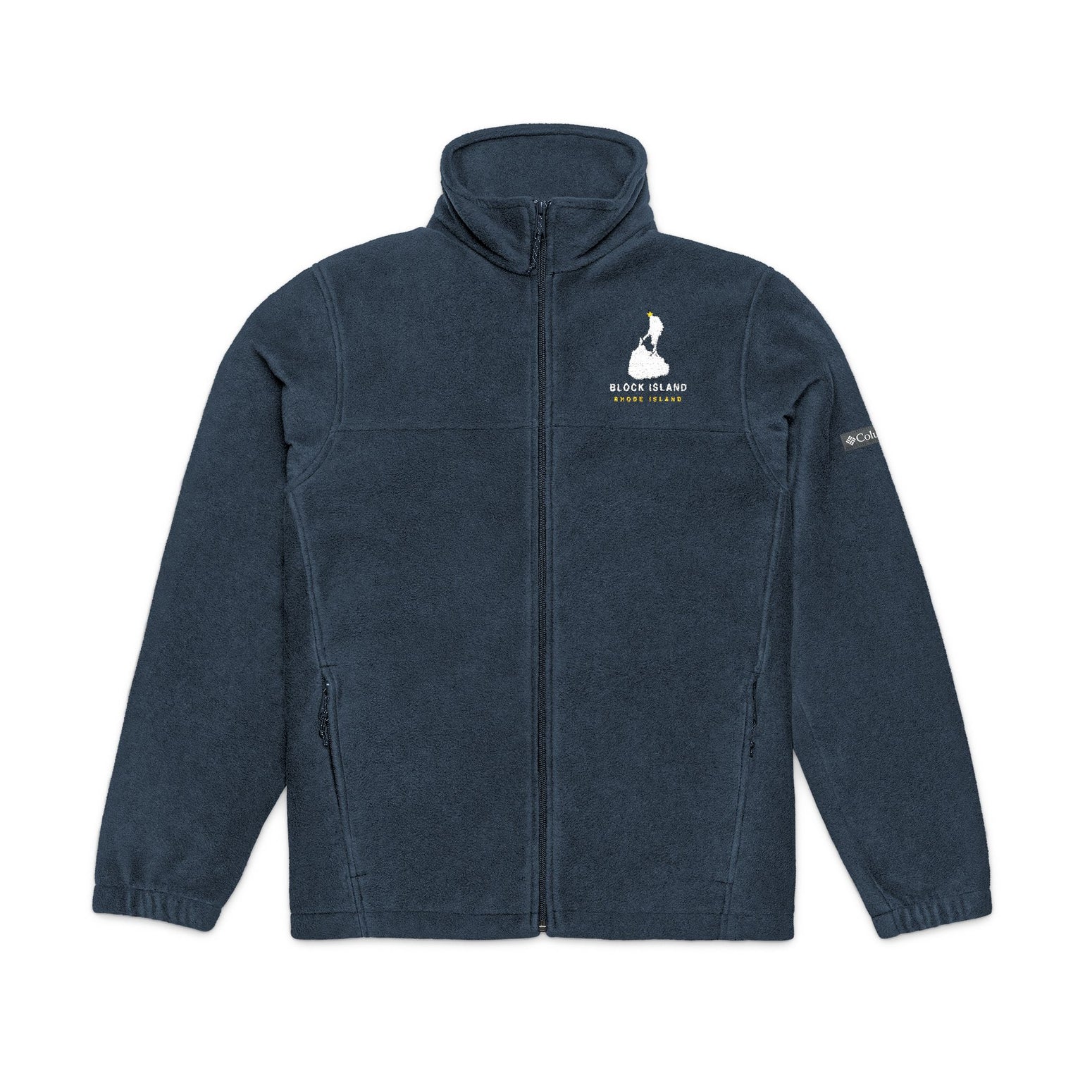 Columbia fleece jacket with embroidered Block Island outline and Block Island Rhode Island wordmark on the left chest — view 11