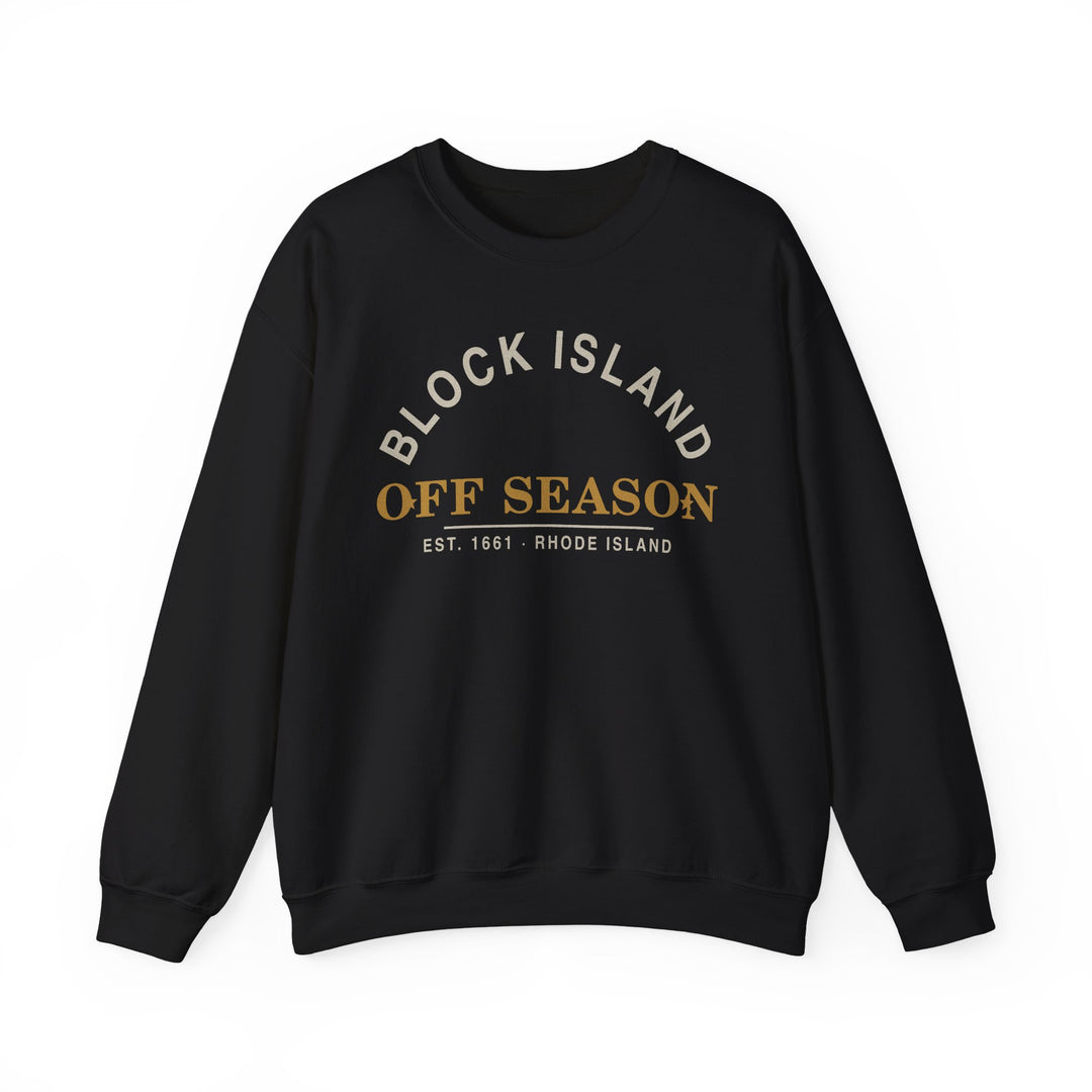 Block Island Off Season Crewneck Sweatshirt in Black, BlockBoundRI