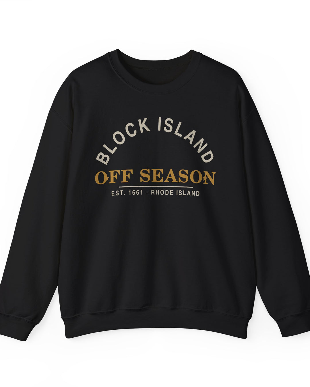 Block Island Off Season Crewneck Sweatshirt in Black, BlockBoundRI