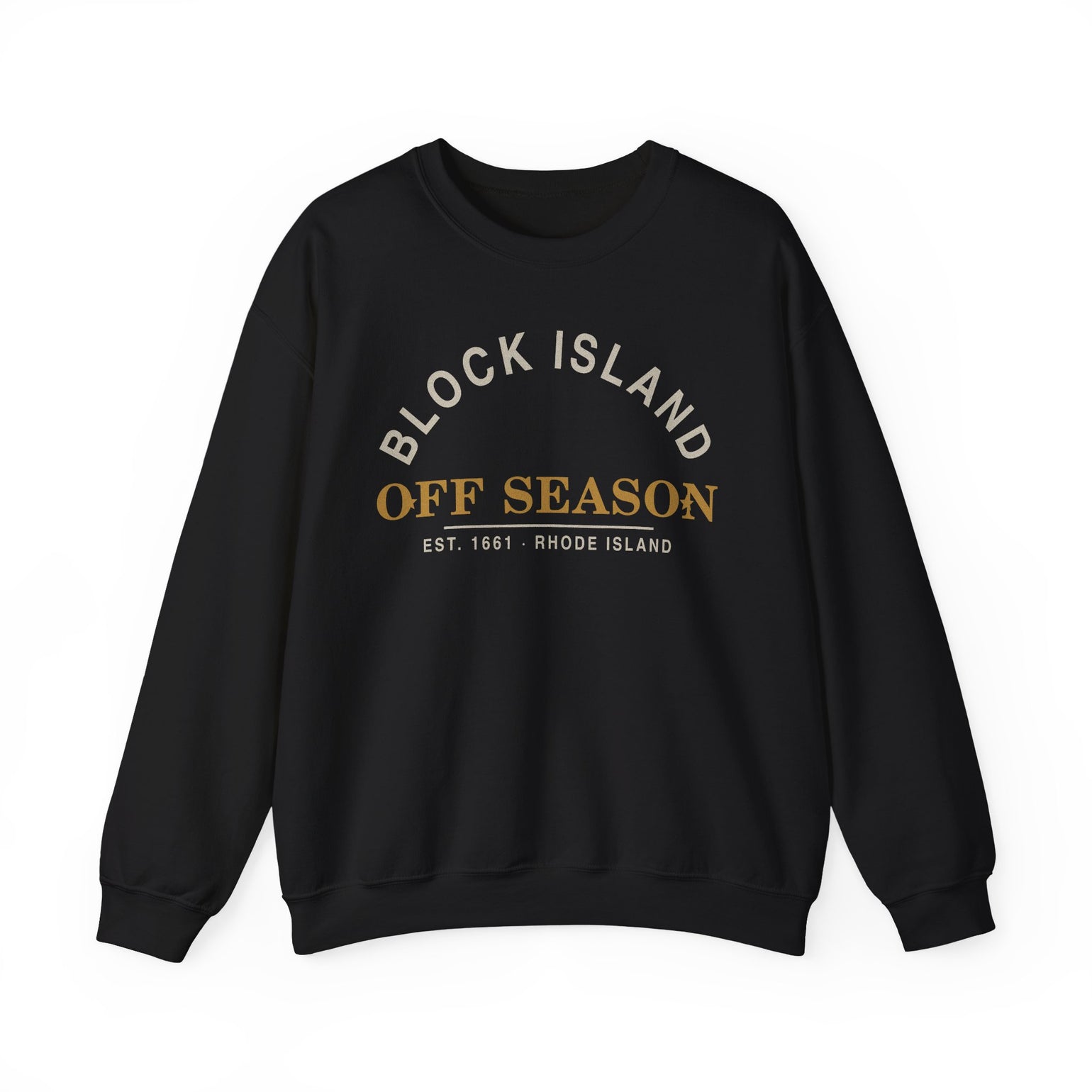 Block Island Off Season Crewneck Sweatshirt in Black, BlockBoundRI