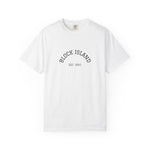 Block Island Est. 1661 Arch Tee, Garment-Dyed in White, BlockBoundRI