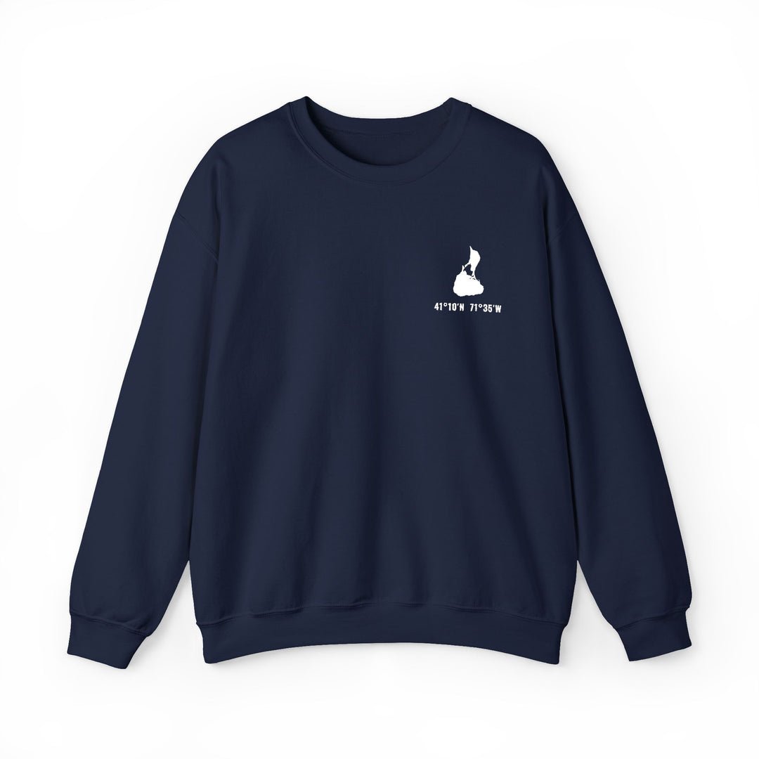 Block Island coordinates embroidered crewneck - view 7 - BlockBoundRI