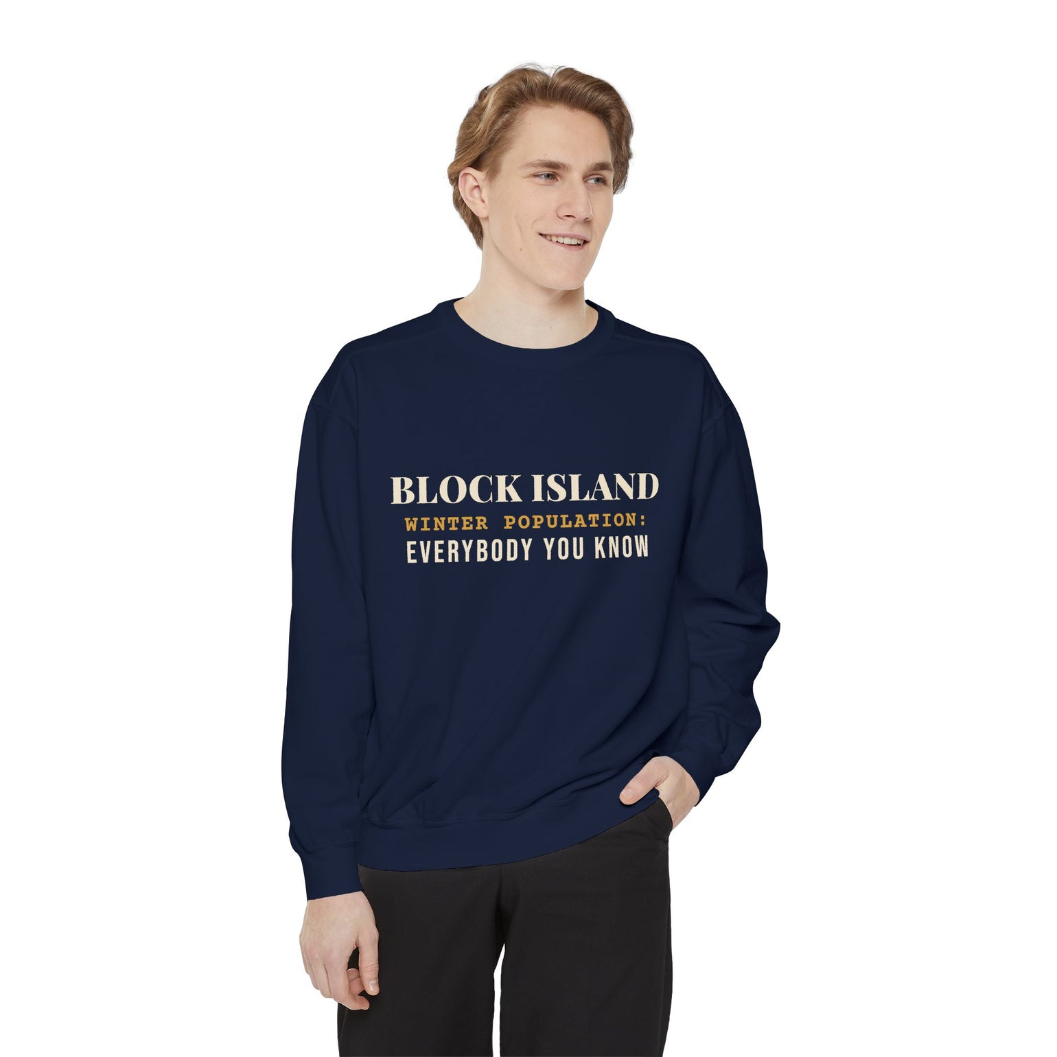 Block Island Winter Population crewneck sweatshirt, view 23 - BlockBoundRI