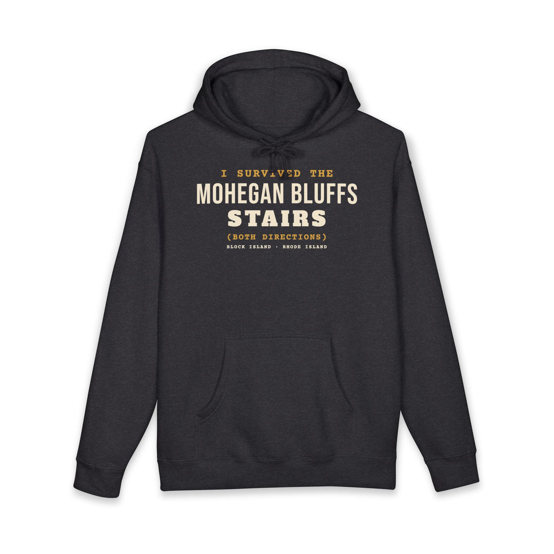 I Survived the Mohegan Bluffs Stairs Block Island hoodie in Charcoal Heather - BlockBoundRI