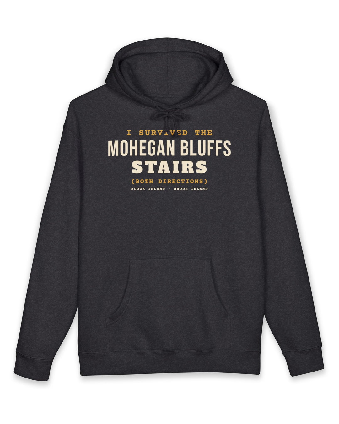 I Survived the Mohegan Bluffs Stairs Block Island hoodie in Charcoal Heather - BlockBoundRI