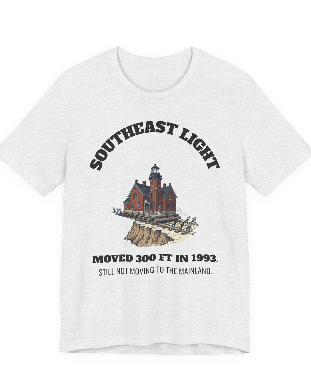 Southeast Light Lighthouse T-Shirt, Block Island in Ash, BlockBoundRI