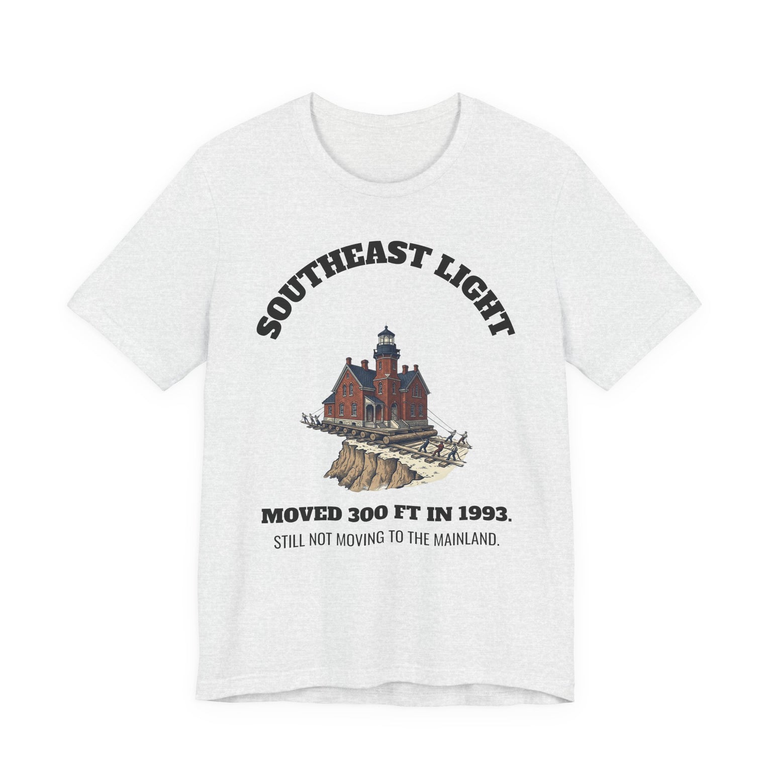 Southeast Light Lighthouse T-Shirt, Block Island in Ash, BlockBoundRI