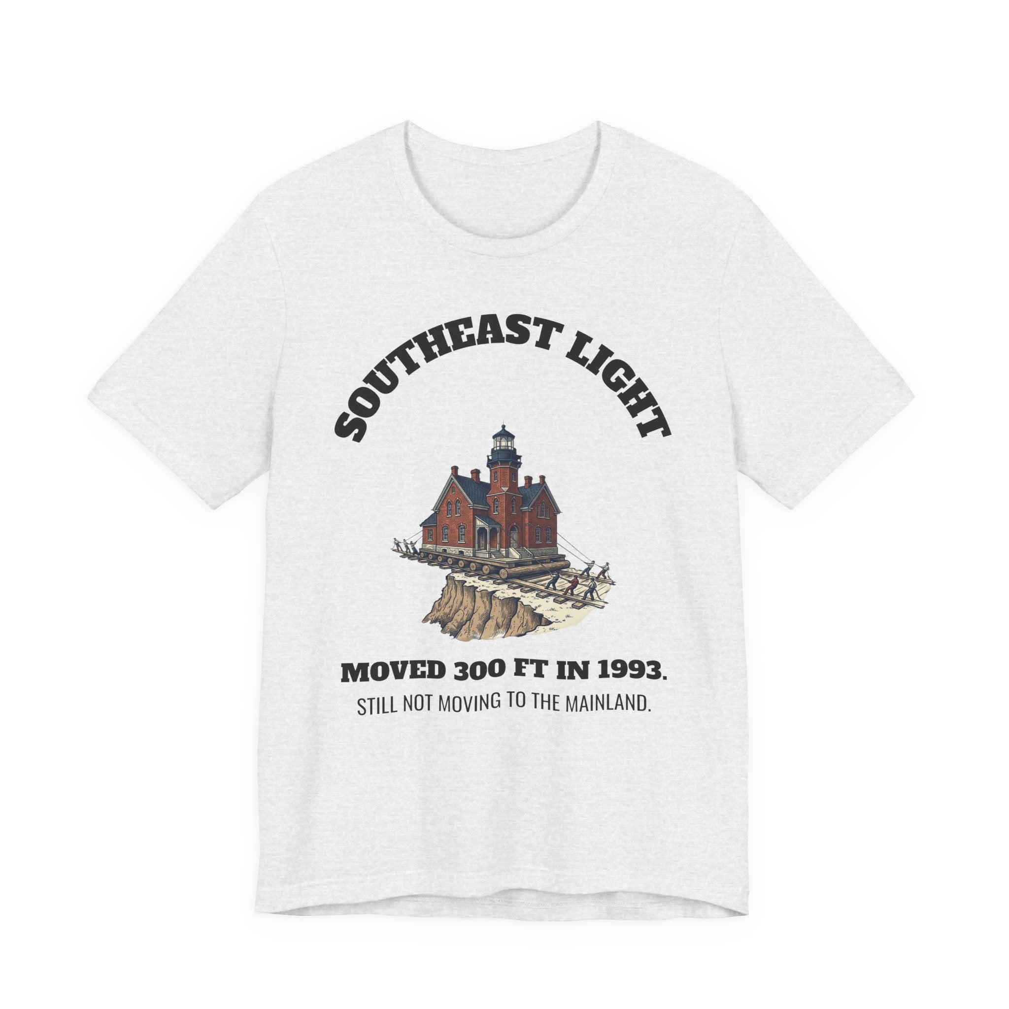 Southeast Light Lighthouse T-Shirt, Block Island in Ash, BlockBoundRI