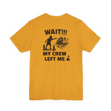 BlockBoundRI yellow cotton t-shirt featuring a back graphic of a person chasing a departing ferry boat