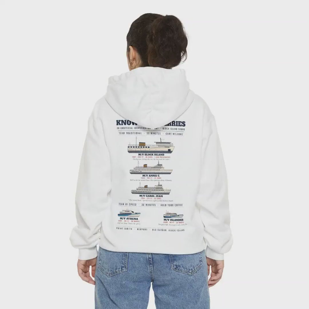 Know Your Ferries Block Island fleet hoodie worn, video