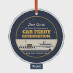 Dear Santa car ferry reservation Block Island glass ornament video, front and packaging